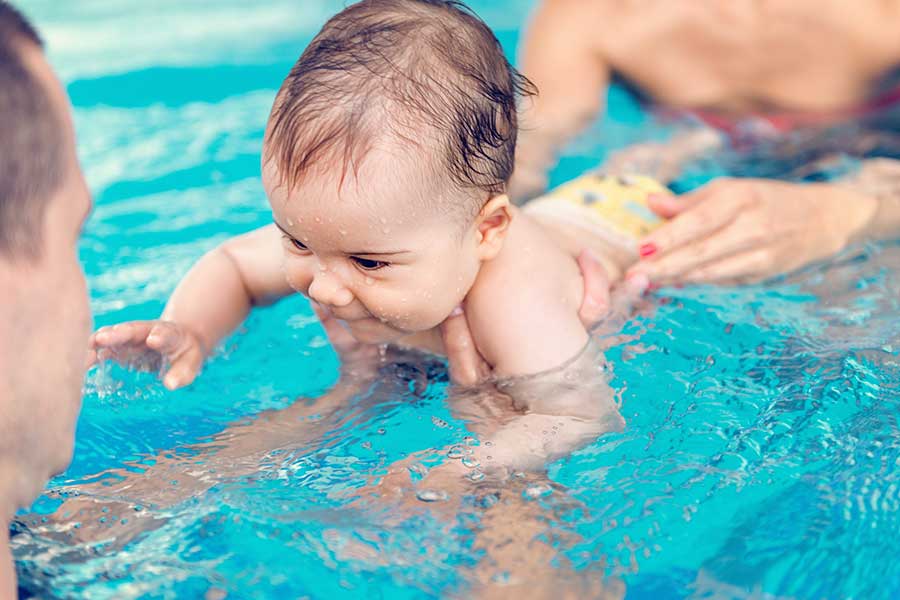 Baby swimming lesson