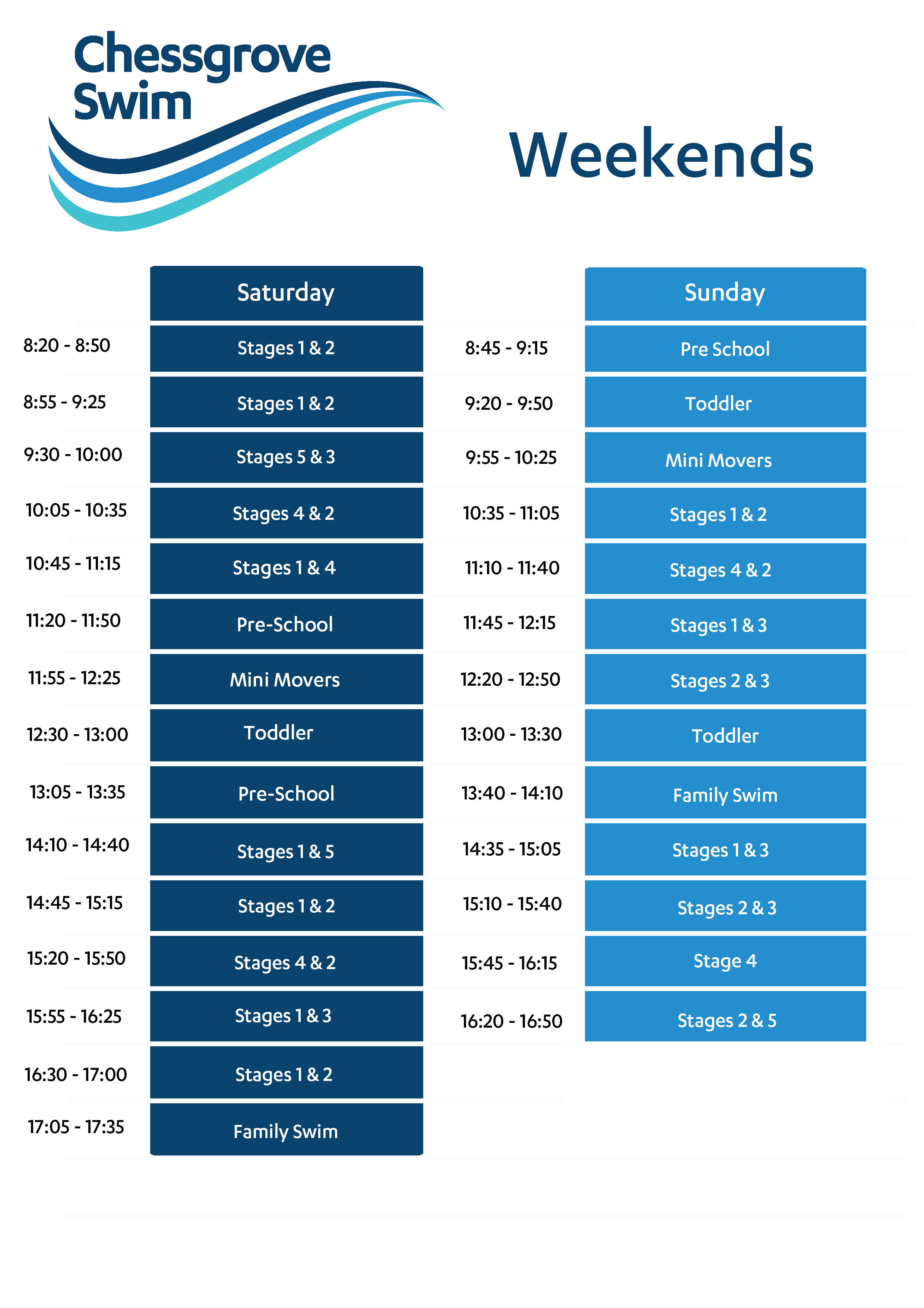 2024 Timetable Chessgrove Swim